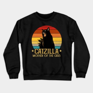 Catzilla Mother Of The Cats Retro Vintage Sunset Crewneck Sweatshirt